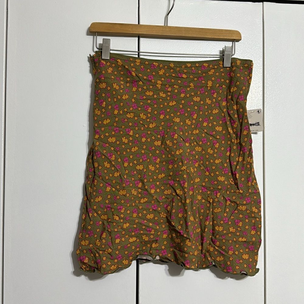 Free People IRL Midi Skirt Size 4 Green - Picture 5 of 7